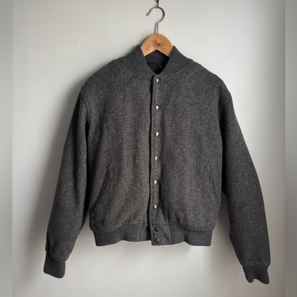 American Apparel Charcoal Gray Wool Bomber Jacket